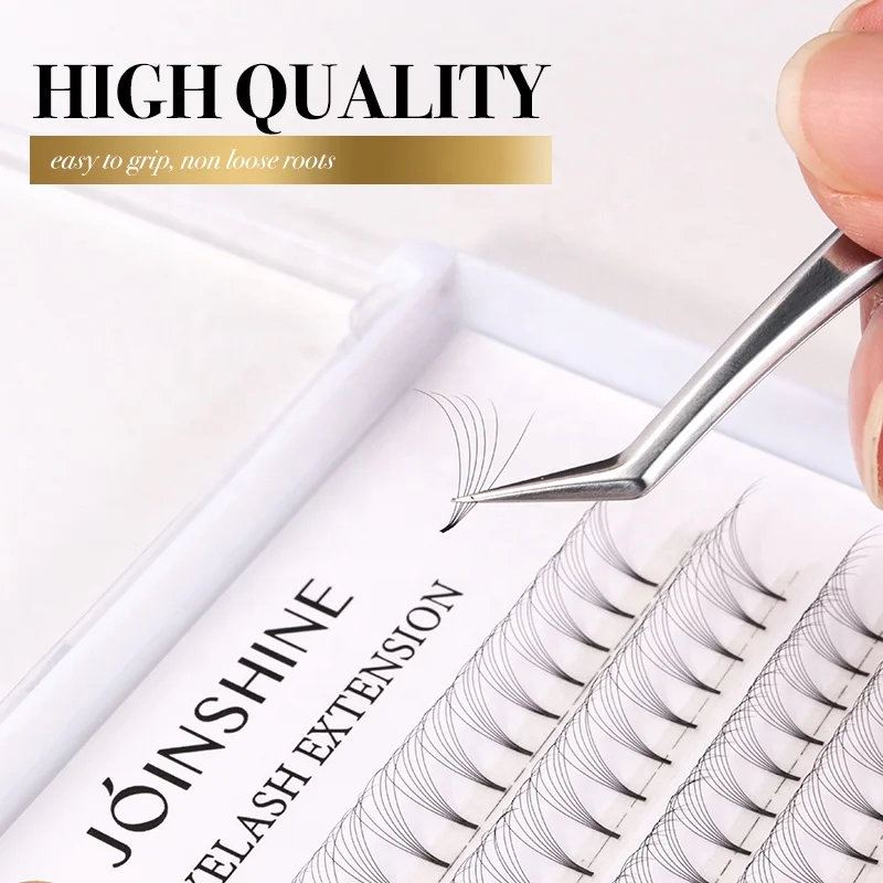 6D Bottom Glue Soft Silk Lash Extension 14mm Length Cashmere Easy Fans Lash Tray C Curl 0.07mm Volume Premade Fans Lashes Tray