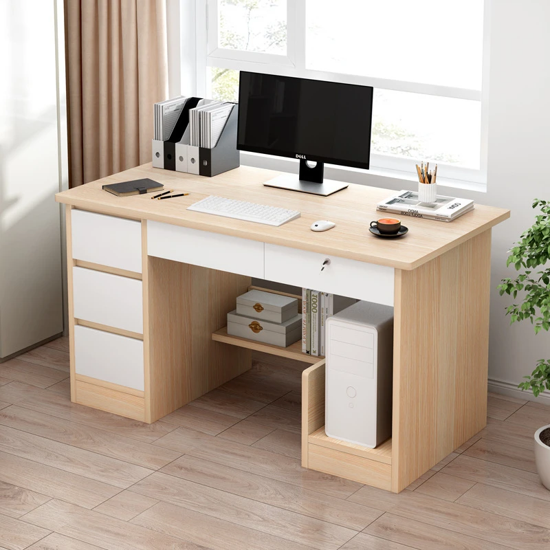 Home office furniture student writing study desk with drawer lock simple large desktop corner computer desk