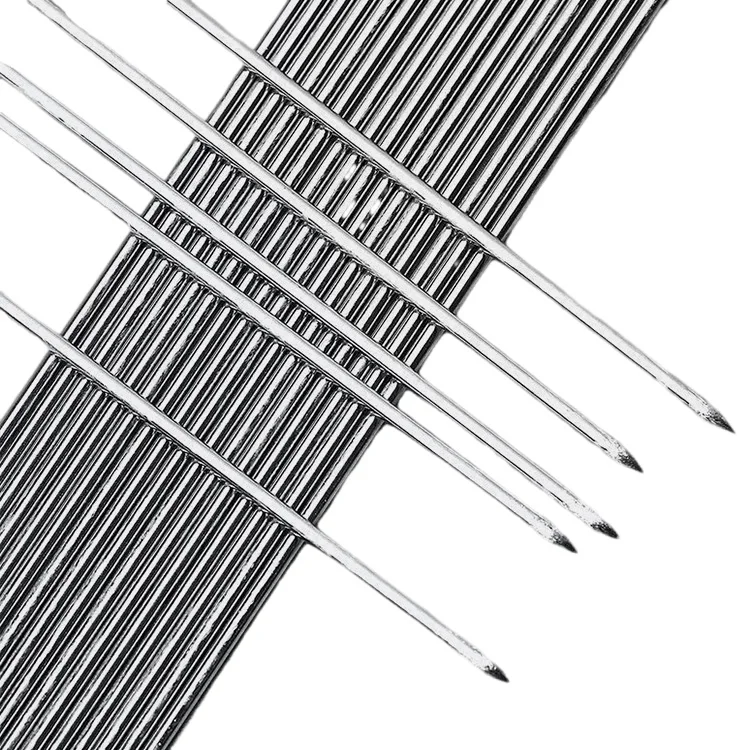 Mydays 10 PCS Reusable Stainless Steel Barbecue Skewers Outdoor Picnic BBQ Needle Stick for Meat Shrimp Vegetables