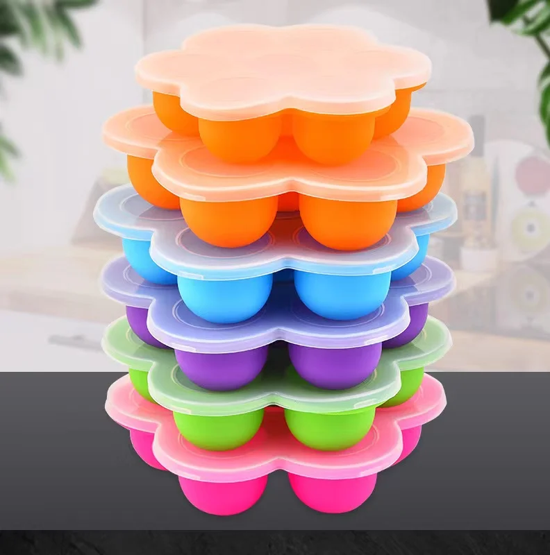 Reusable Silicone Baby Food Storage Containers for baby Food Freezer Mold Tray with Clip On Lid