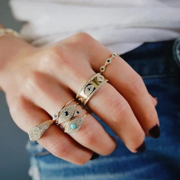  Женская мода chanelle ювелирные изделия 925 стерлингового серебра 18k позолоченный с клипсами Дурной глаз золото обручальное