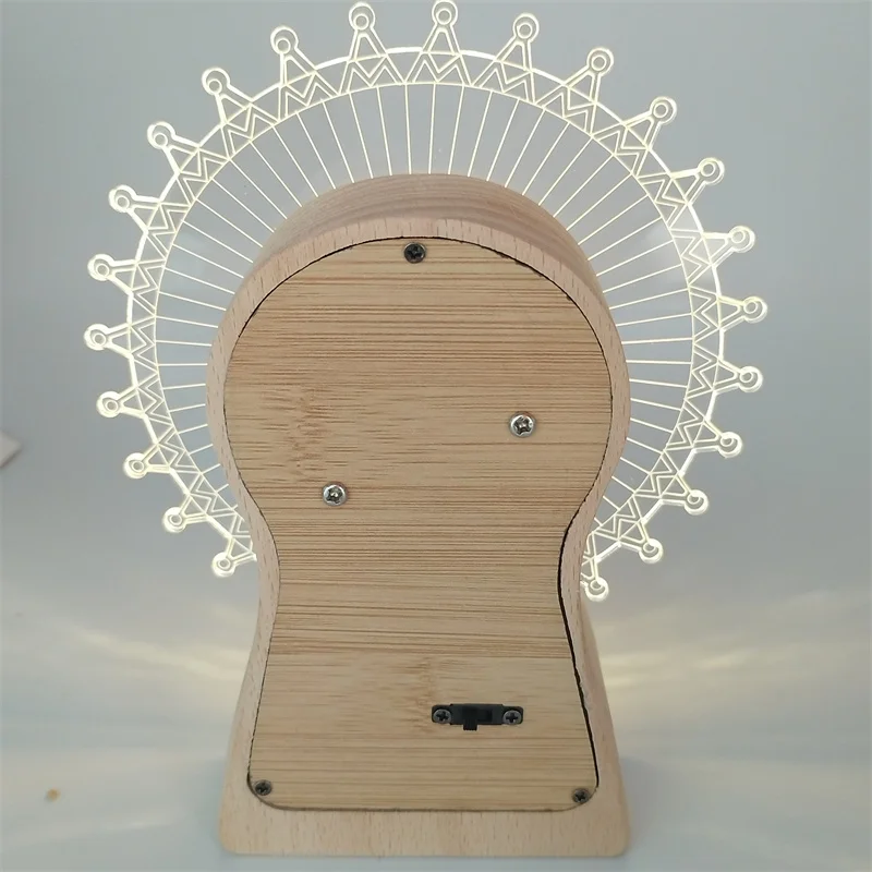 Factory Best Price Custom Night Lamp Music Boxes 3d Night Light Round Oval Wood Base for Acrylic