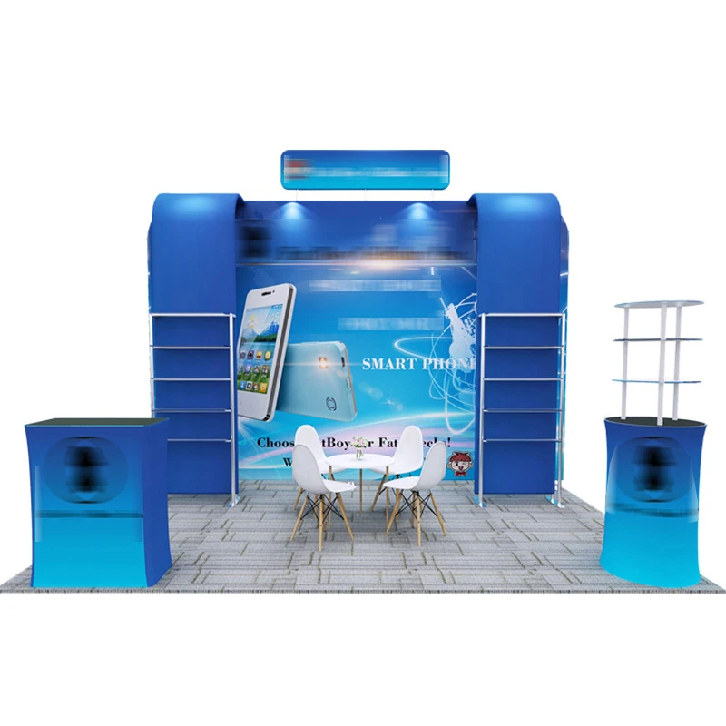 Standing Backlit Tension Fabric Modern Exhibition Light Box 20x20 Trade Show Booth Display