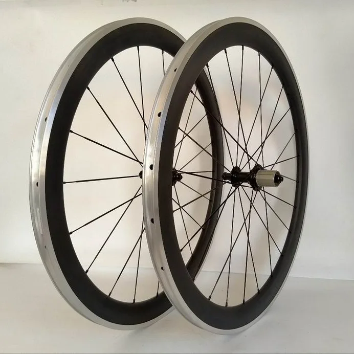 Carbon fiber road bicycle wheel set 700C * 23mm Wide aluminum brake edge 38 / 50 / 60 / 88