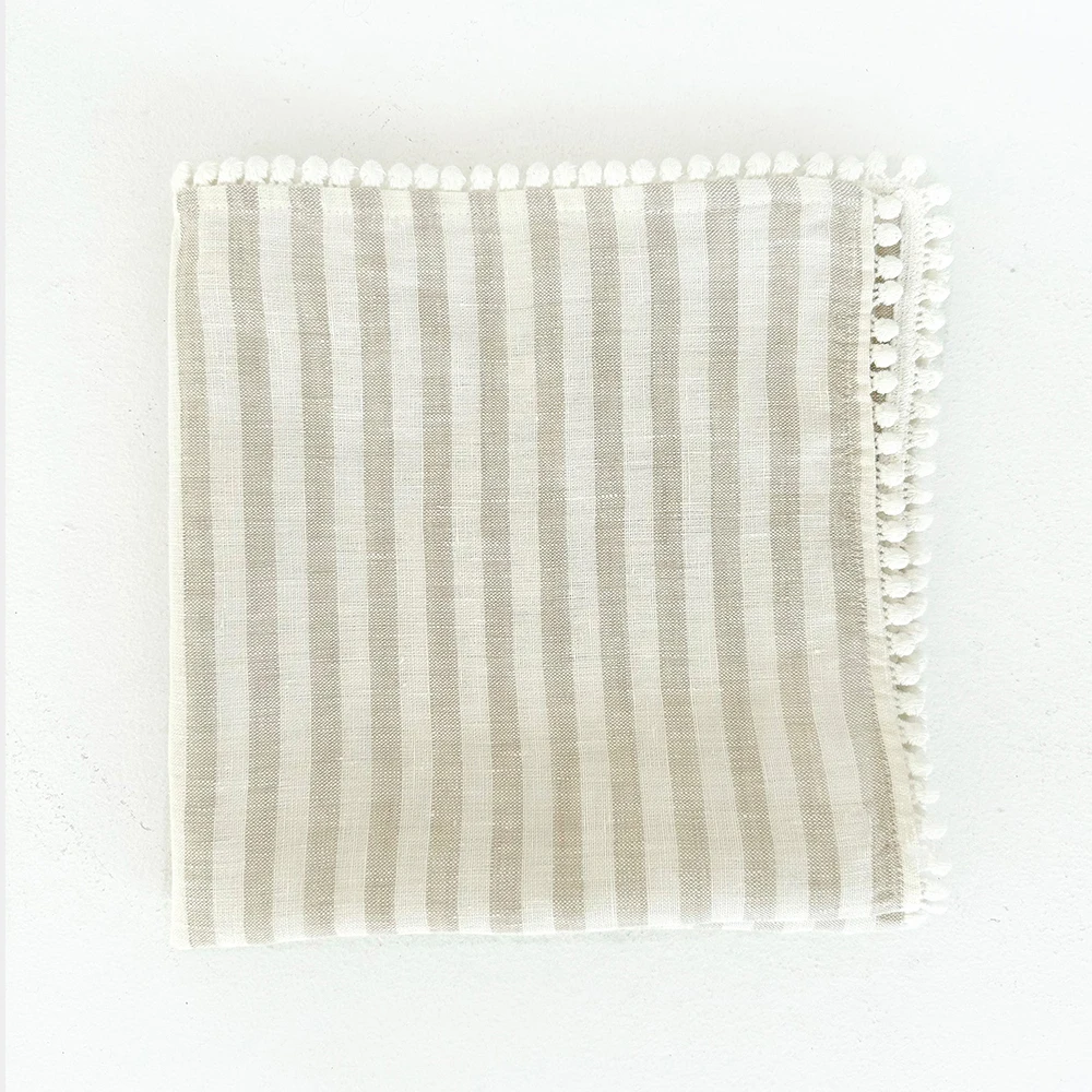 Custom Size Lace trim linen cloth Napkin for hotel pure Linen placemat organic embroidered Linen cotton Wedding Napkins