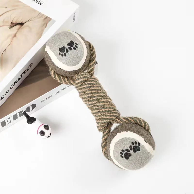 Pet Rope Toy Dumbbell Hemp Rope Ball Dog Toy Chew Tennis Dog Toys