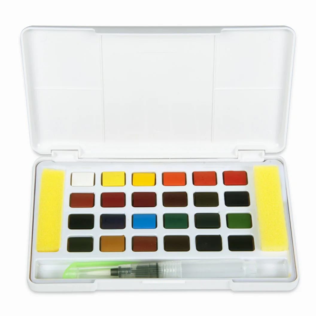 36 wholesale watercolor paint palette cakes set with brush