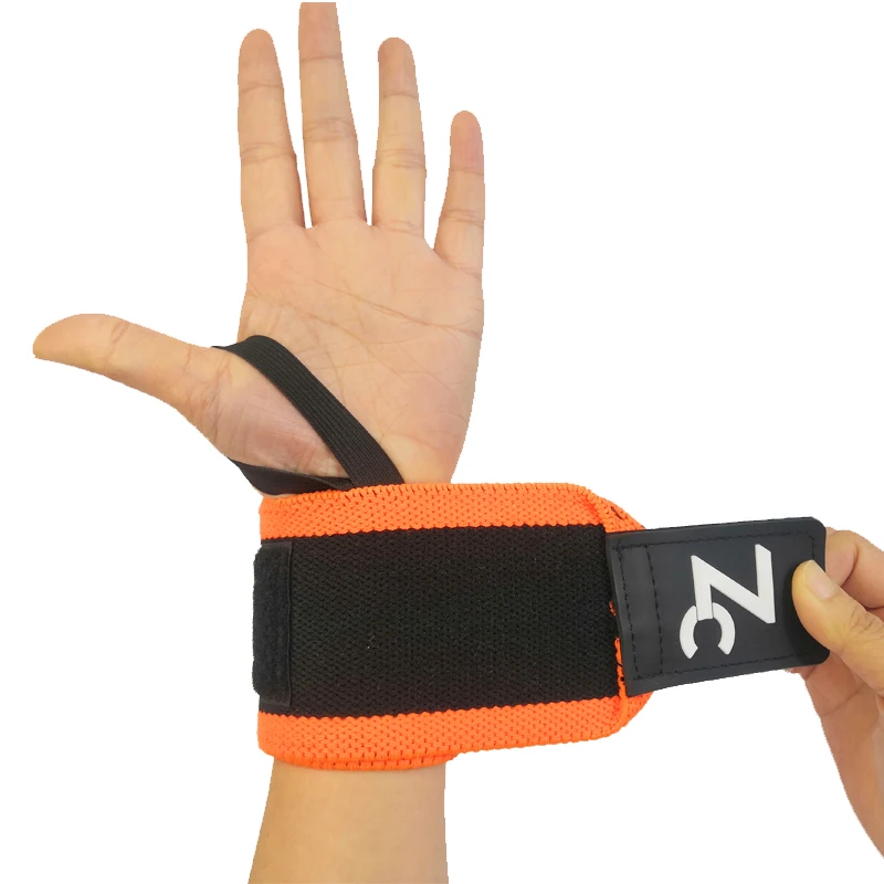 custom cross fit gym fitness power training strength weight lifting cotton elastic hand wrist support straps wrist wrap