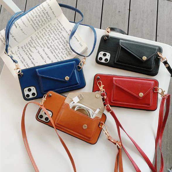 PU Leather Crossbody Cell Phone Case and Wallet Phone Purse Bag with Flap Snap Pocket and Adjustable Strap