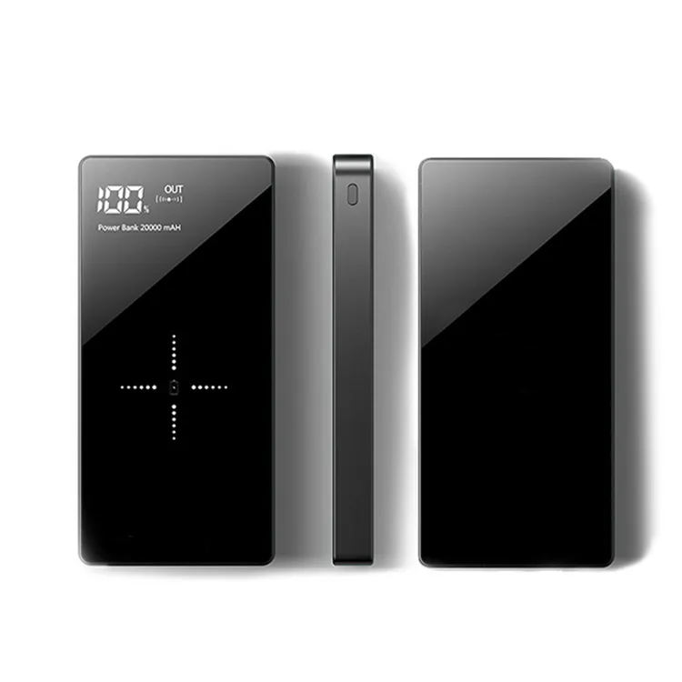 Беспроводное зарядное устройство для быстрой зарядки 20000 мАч power bank портативный зарядное устройство, зеркало, 20000 мАч светодиодный power bank 20000 мАч