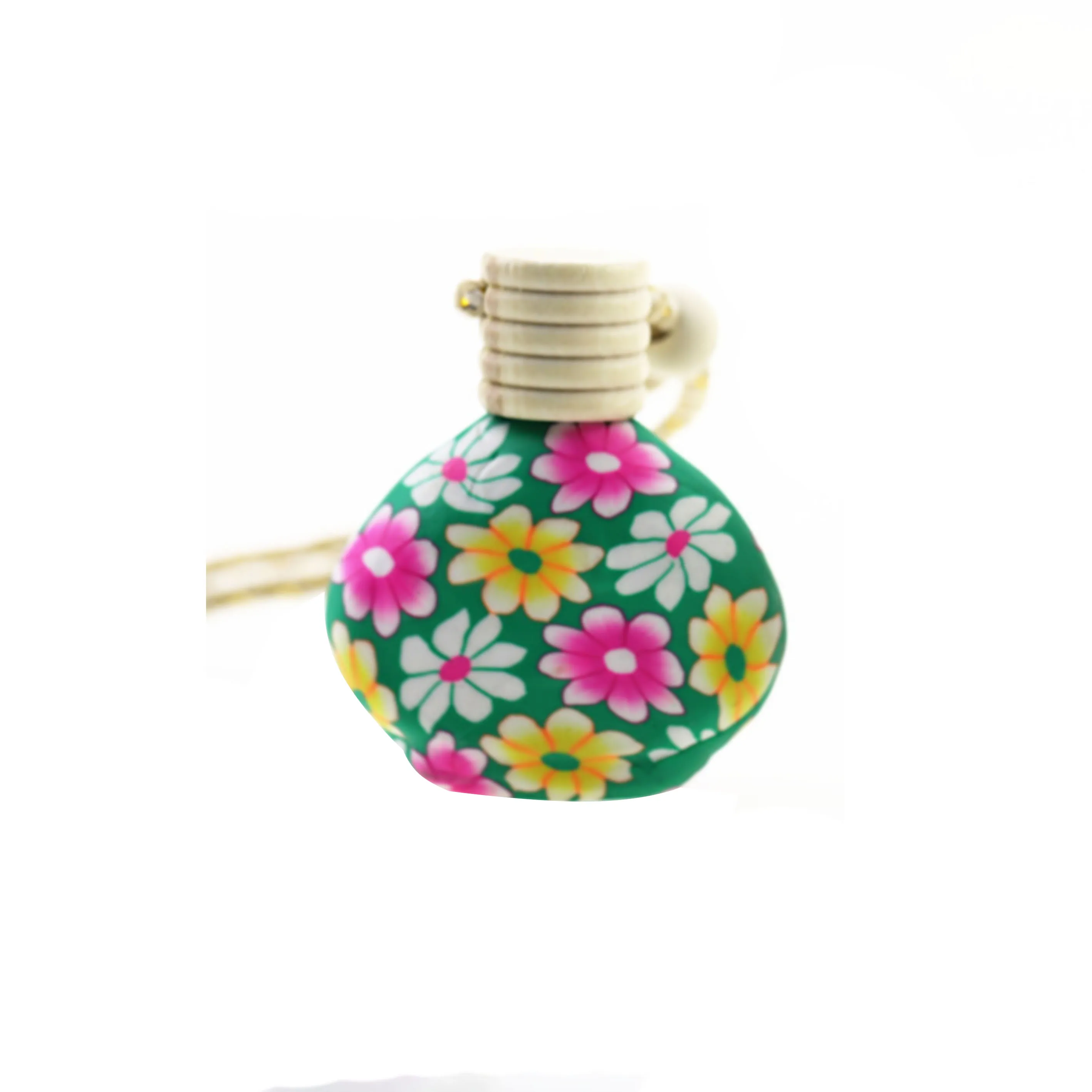 Custom art printed hanging car air freshener glass bottle diffuser car hanging bottle perfume 10ml
