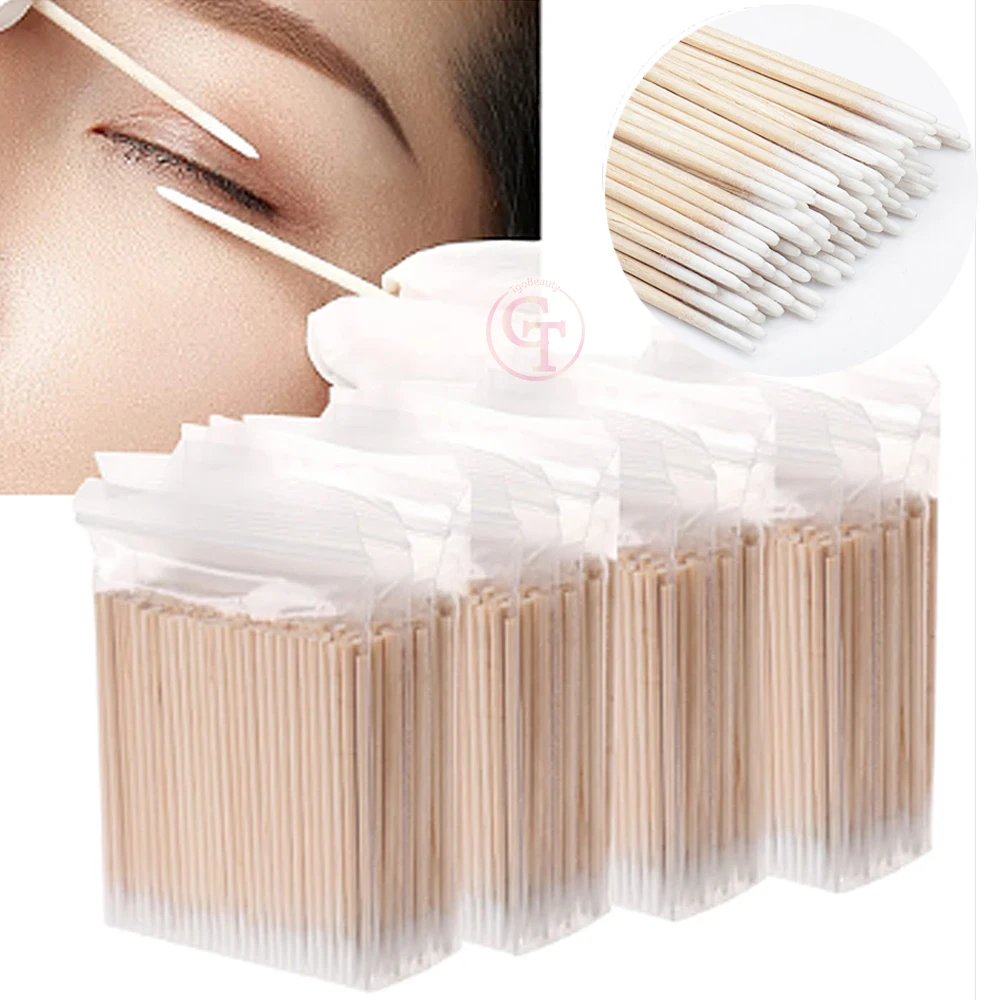 High Quality Microblading Accessories 7cm Disposable Cotton Swab Wooden Cotton Swab With Tip