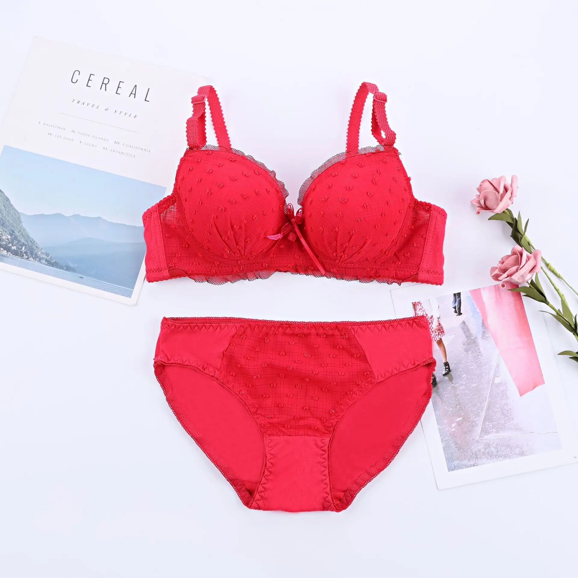 Wholesale Plus Size Women Bra Set Soft Comfortable Bra Panty Set Size 36