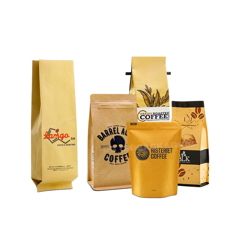 Custom Printed 250G Bolsas Para De Cafe Empty Coffee Bean Tea Packaging Pouch Flat Box Bottom Coffee Bag With Valve And Zipper