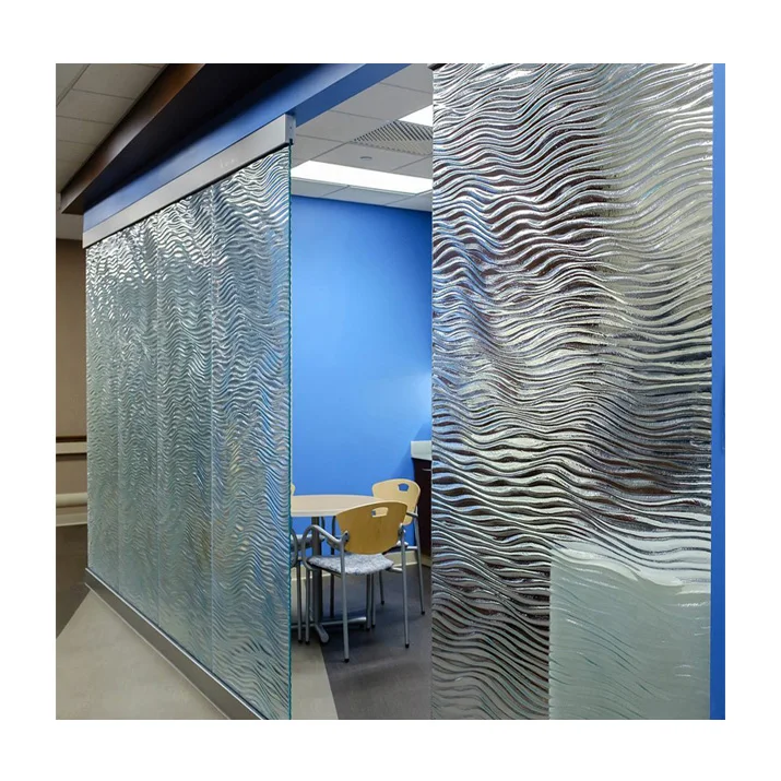Hot Melt Tempered Fused Water Ripple Glass Partition Wall Prices