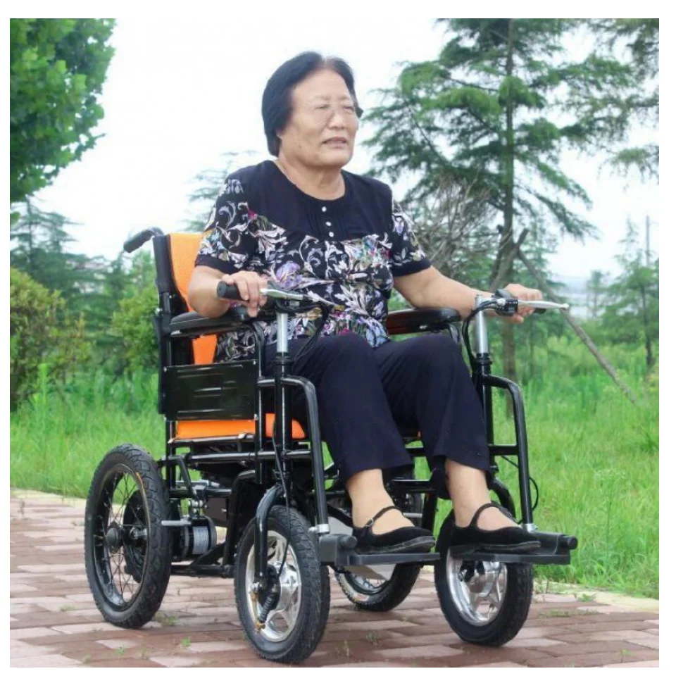 Foldable Lightweight Electric Wheelchair For Disabled Elderly People  Power Wheelchair With Handlebars