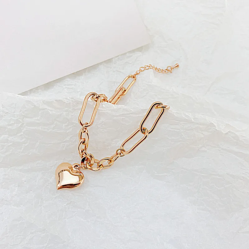 Fashion Stainless Steel Heart Charm Pendant Bracelet Women Jewelry Wholesale