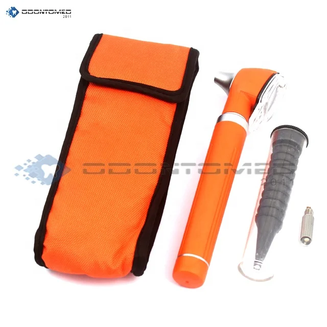 Otoscope - Compact Pocket Size Fiber Ent Optic Otoscope Orange Otoscope + Free Bulb (Orange )