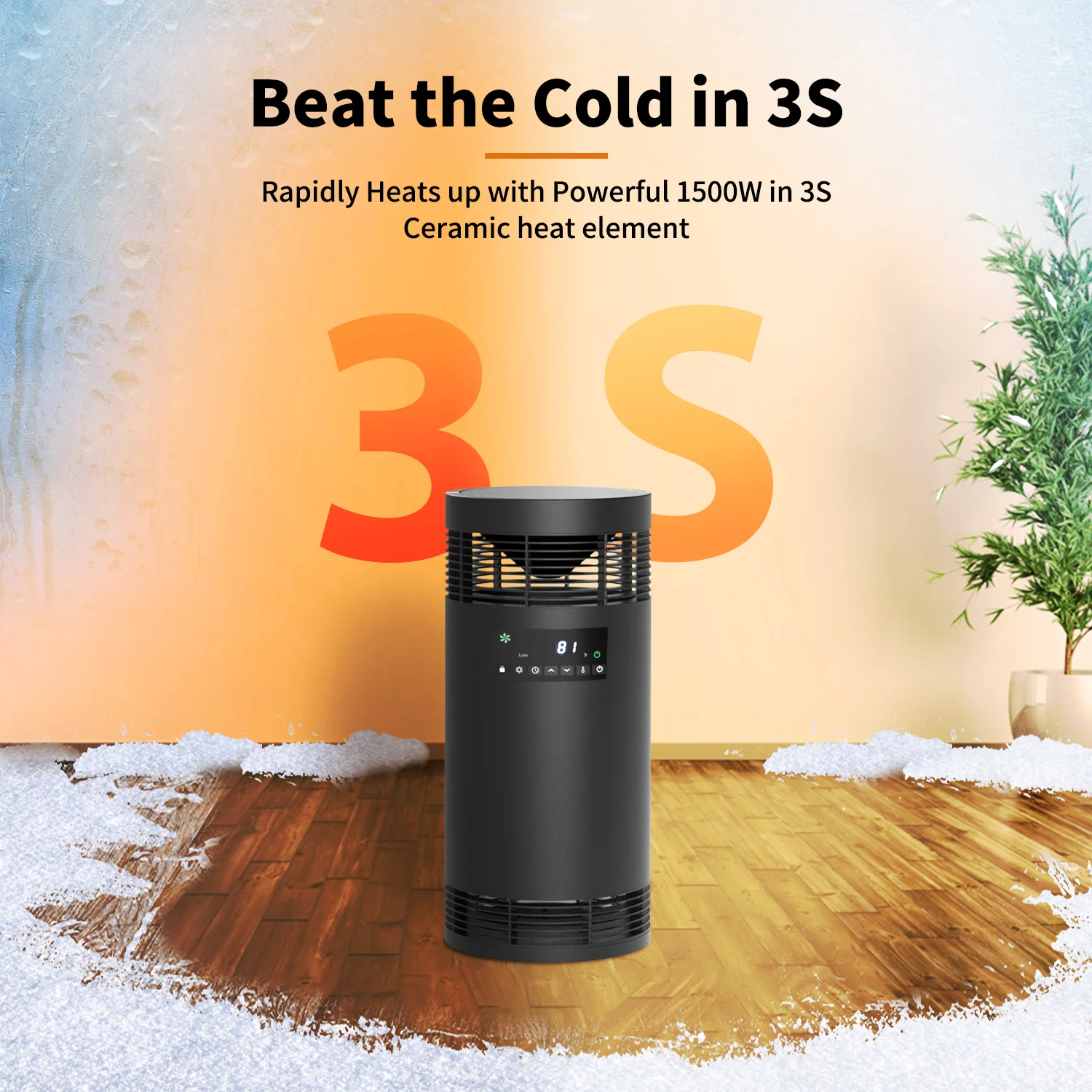 cTUVus 1000w/1500w Thermostat Overheating Ceramic Heating Indoor Use Room Free Standing Portable  Space Electric Tower Heater