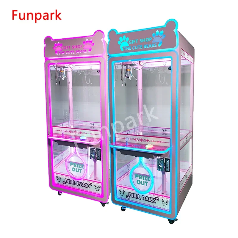 Funpark High Quality Wooden Plush Kid-Friendly Doll Houses Coin-Operated Claw Crane Toy Machine Amusement Game 6+ Years Board