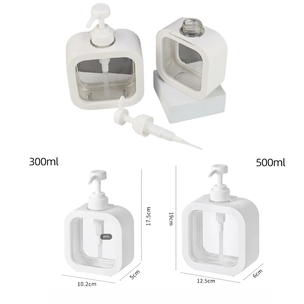 300ml 500ml PET Square Lotion Pump Bottle Plastic Bag Design Liquid Split Packages Shampoo Perfume Screen Printing Surface