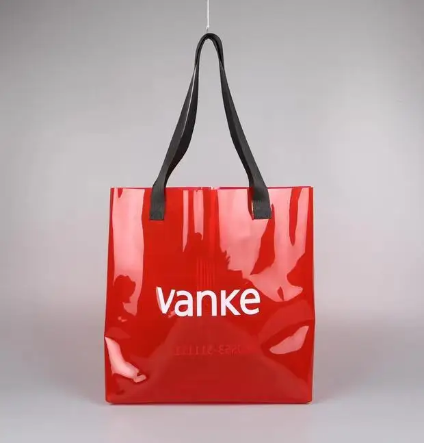 Custom Logo Printed Eco Friendly Reusable Clothing T-shirt Plastic Bags Recyclable Holographic PVC Handbag Shopping Bags
