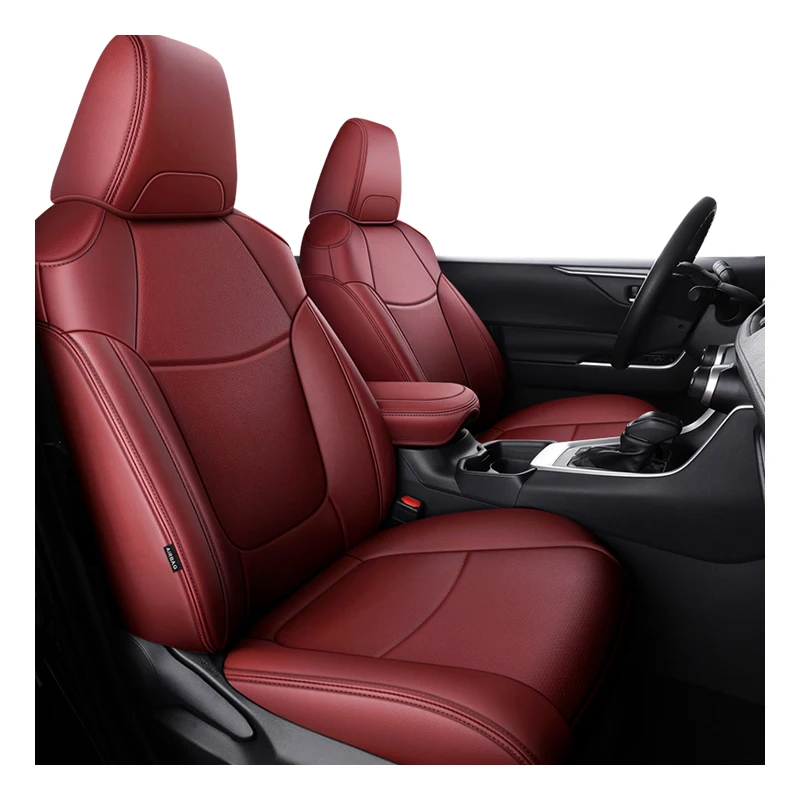 Genuine Leather in Middle Part Original Custom Fit for Toyota RAV4 Corolla CHR Camry Car Front Rear Seat Covers Cushion Red