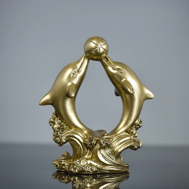 Wholesale & Custom Creative Resin Dolphin Statue Sculpture Gift For Home Office Living Room Desktop Display Decoration