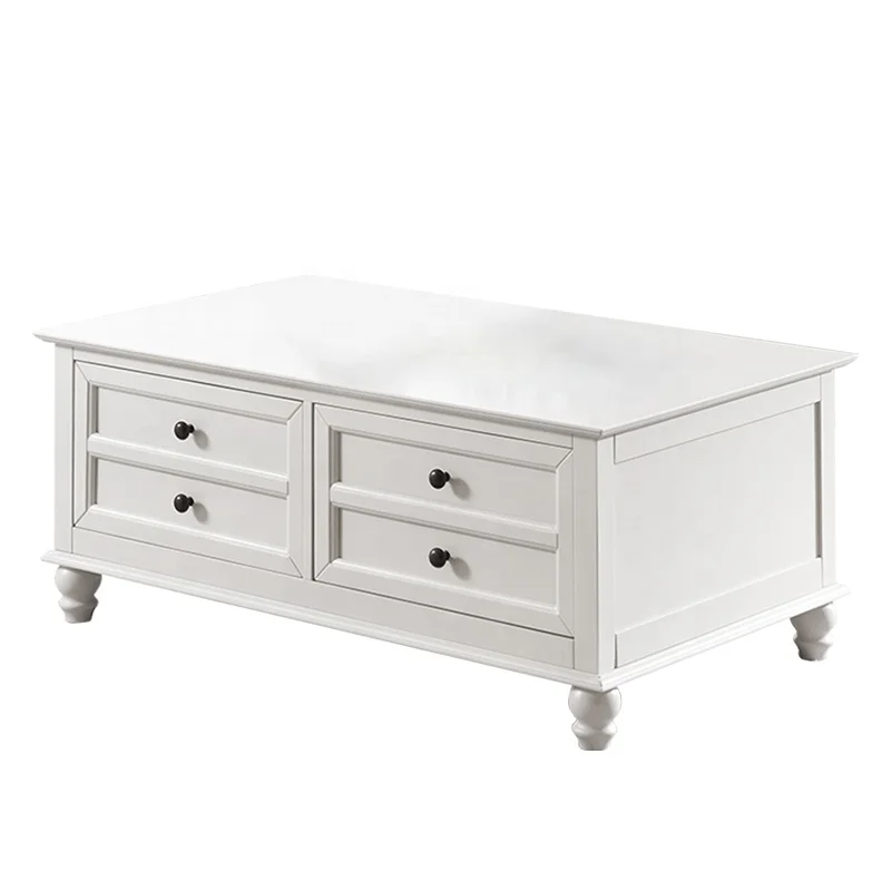 
American style modern living room solid wood small white household tea table 