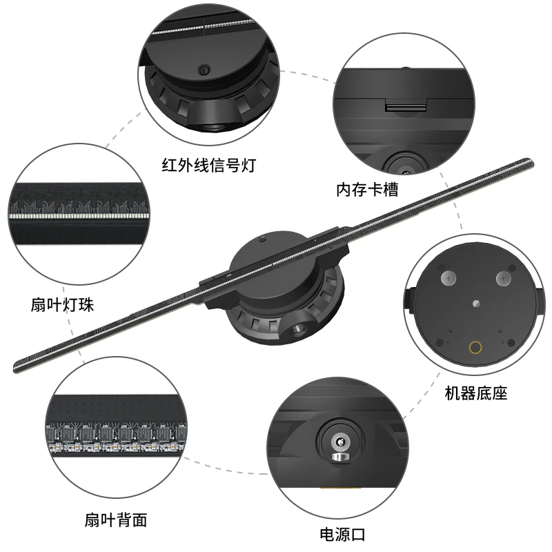 Wifi connect 50cm Advertising machine 3d hologram advertising display led fan air Suspension Naked Eye Stereo 3d fan hologram