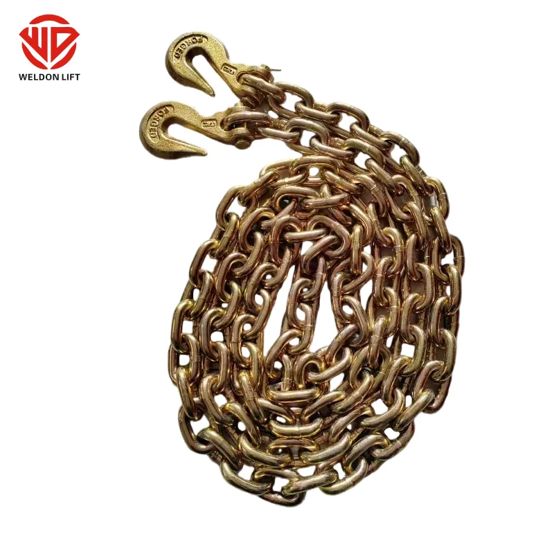 Tow Chain Tie Down 3/8 G70 Binder Flat with Grab Hooks for Fixed Cargo Stability Transport Binder Chain