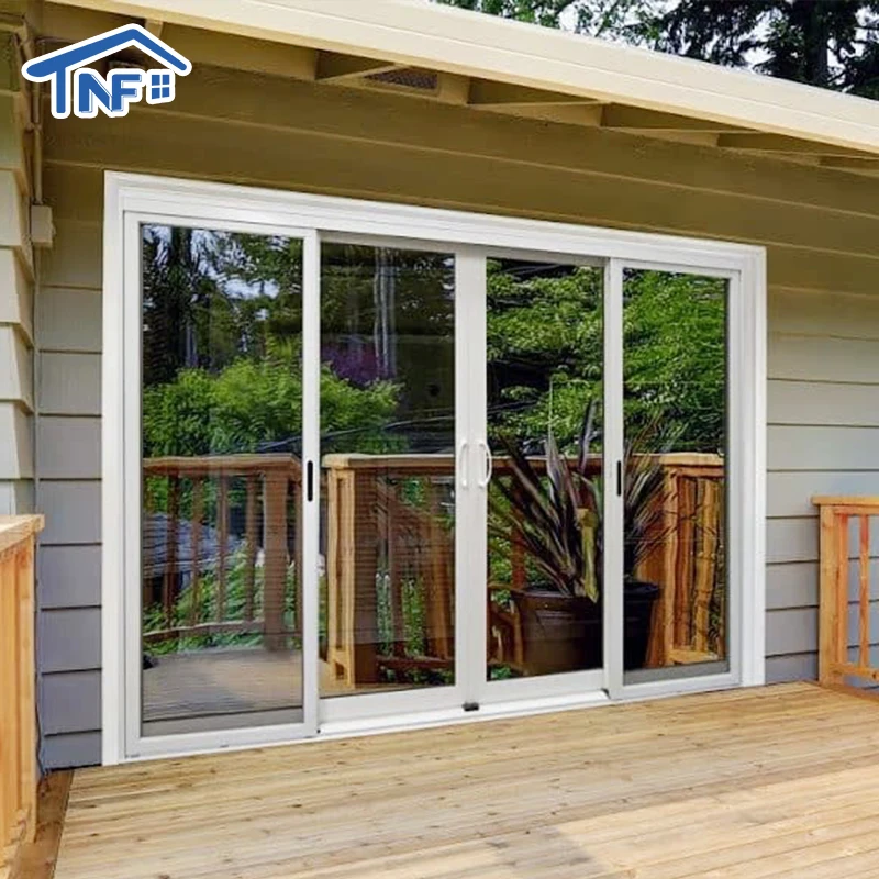 NF wind-proof sound insulation Glass slide door Aluminum Alloy slim frame three glass fans house use Sliding door for mansion