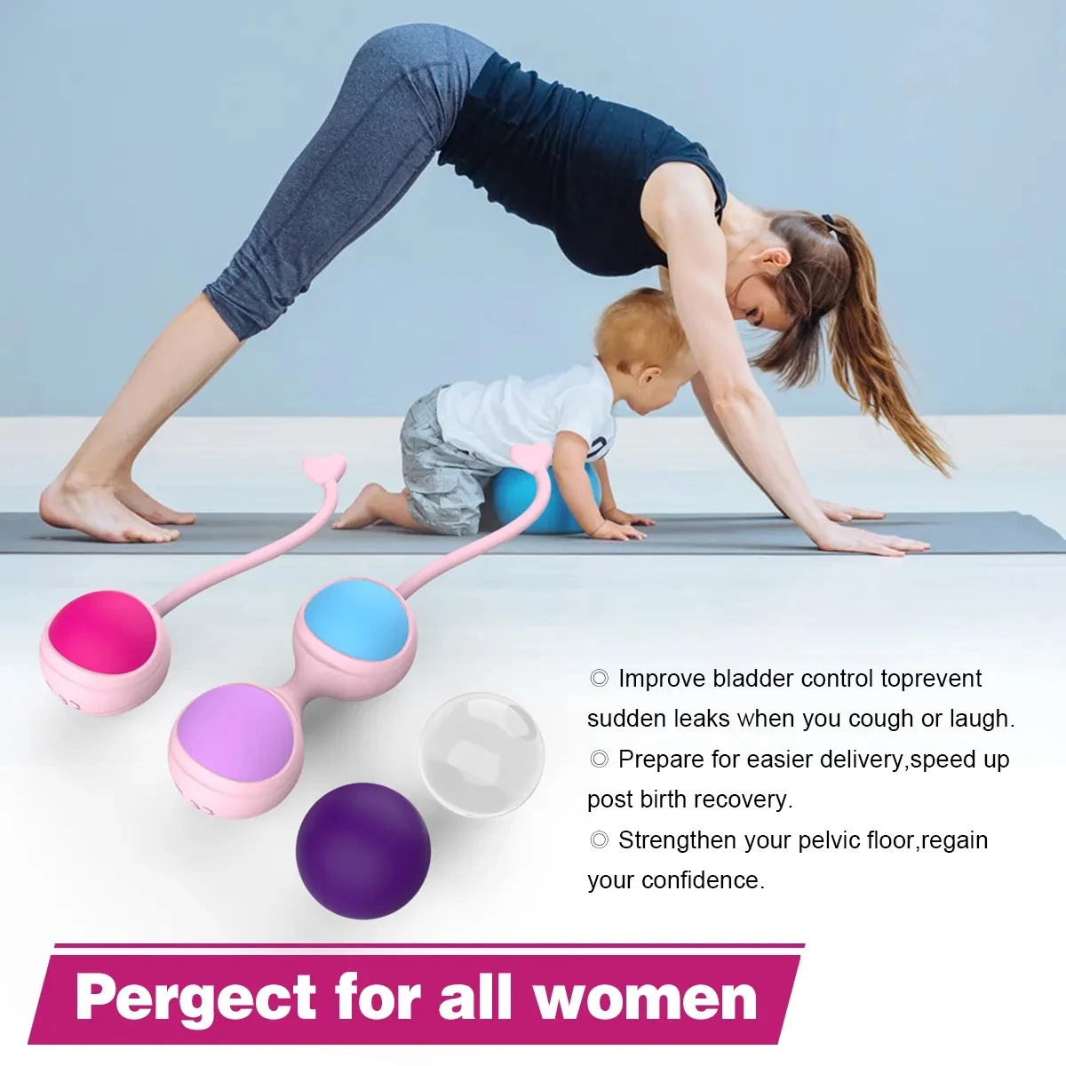 YPM Vaginal Train kegel ball Exercise women 5 Balls Postpartum pelvic floor vaginal repair vibrating egg adult toy