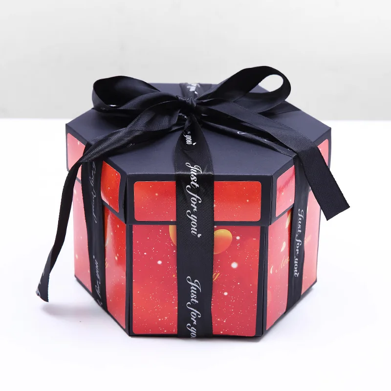 Best Seller Gift Box Hexagon Large DIY Christmas Birthday Explosion Box for Photo Storage