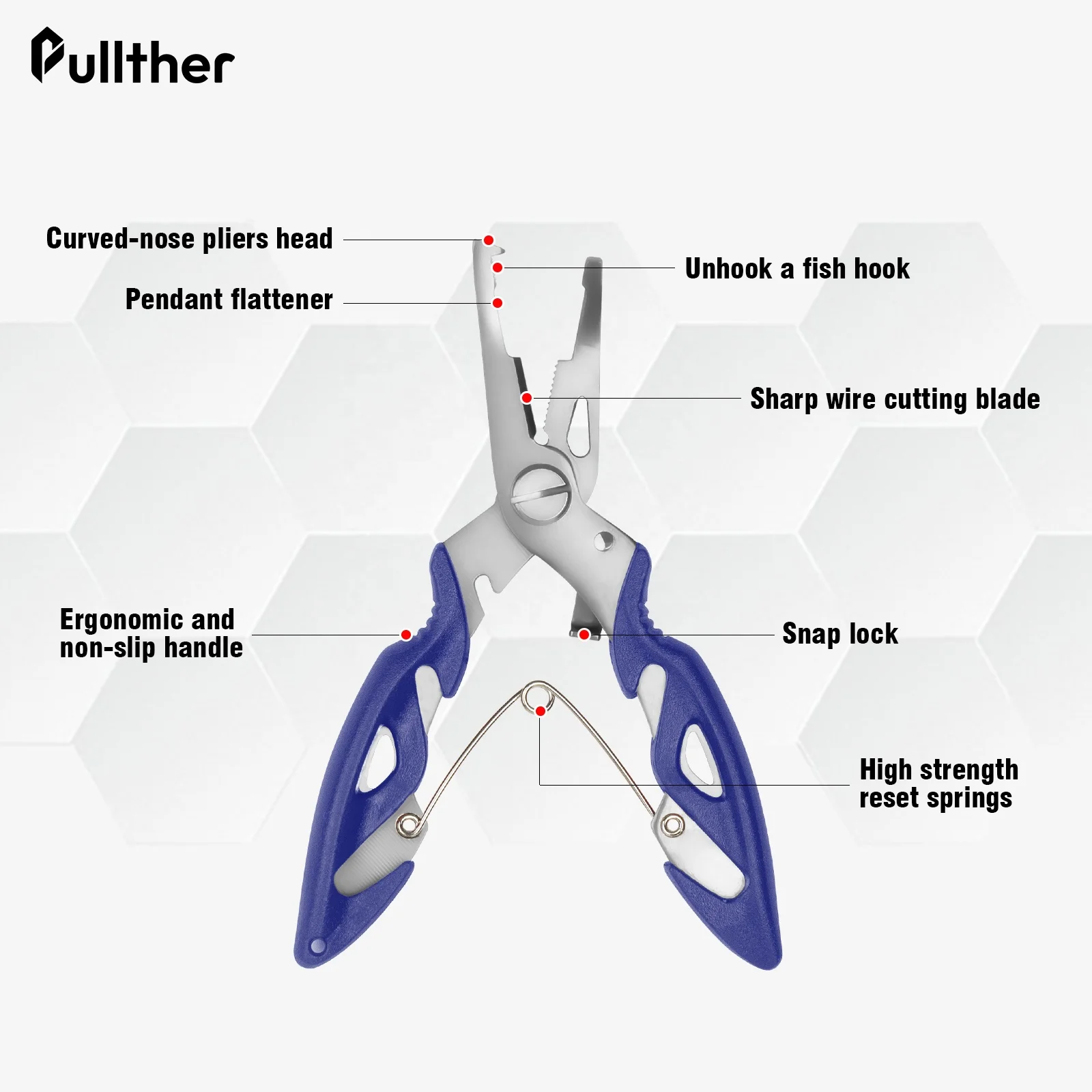 Pullther factory multifunctional stainless steel fishing tongs, scissors, wire cutting hooks, disassembly fly fishing set