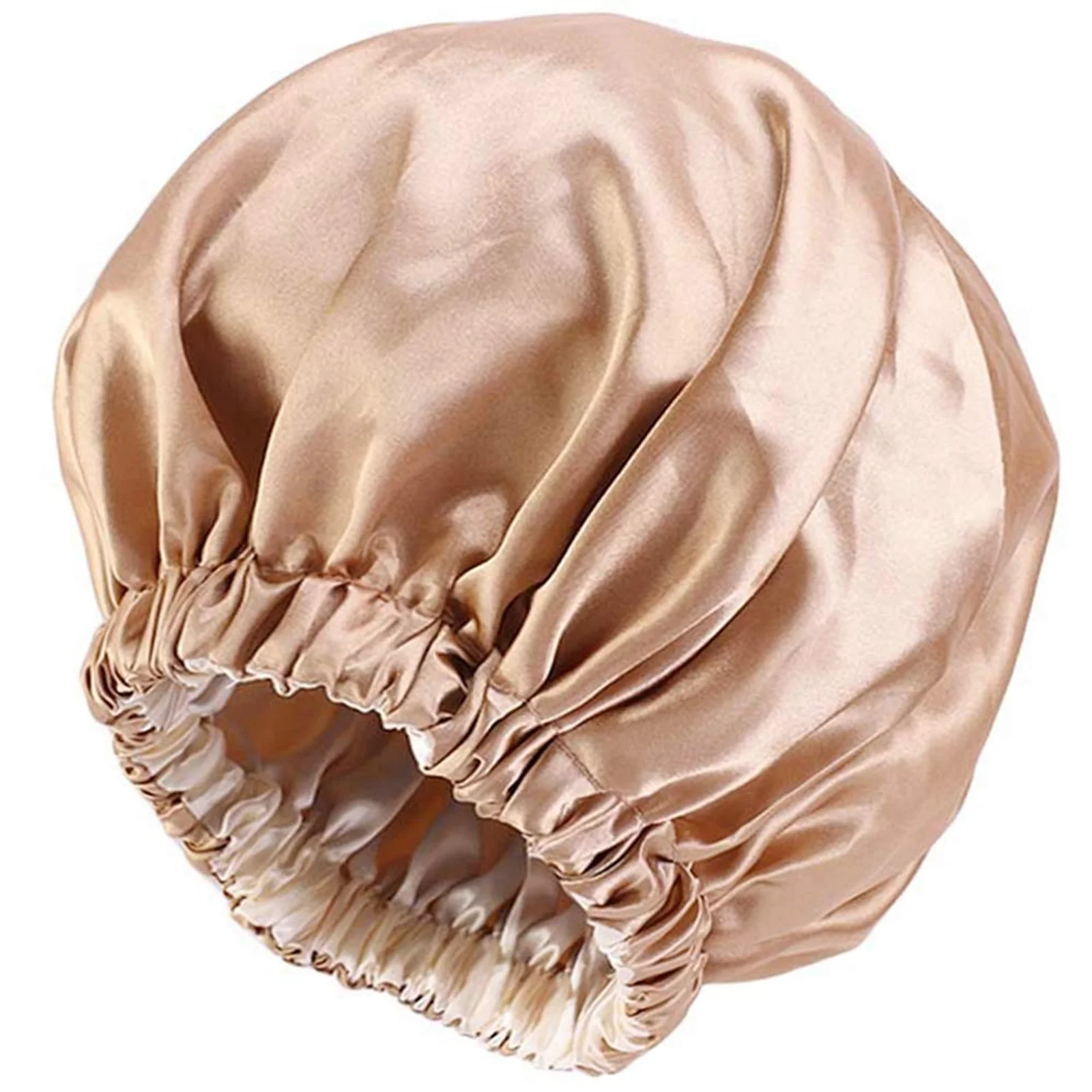 Custom Adjustable Fashion Double Layer Satin Silk Large Designer Women Shower Cap Sleeping Hair Cap Bonnets Hats with Logo