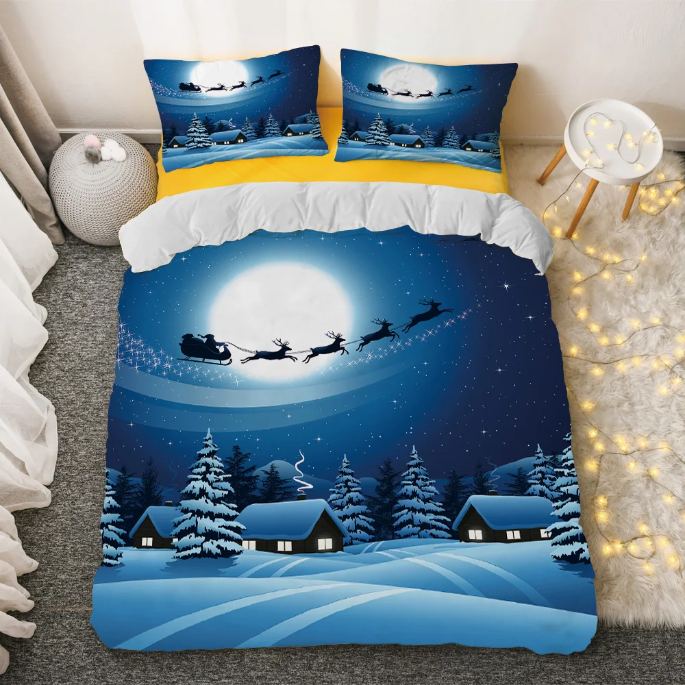 3D digital printed christmas series customized polyester realistic duvet cover 3d printed