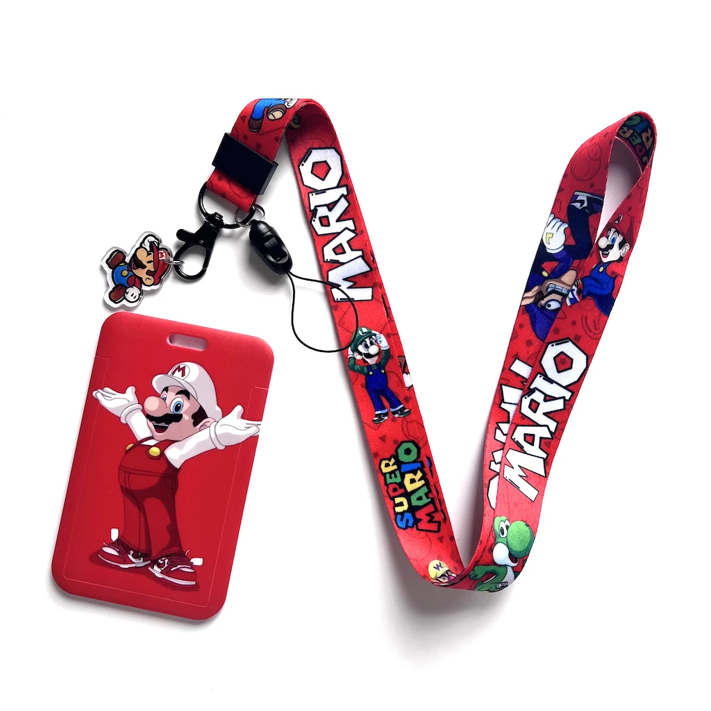 DNC personalized design sublimation cartoon mario bus card holder with lanyard ID card badge holder lanyards