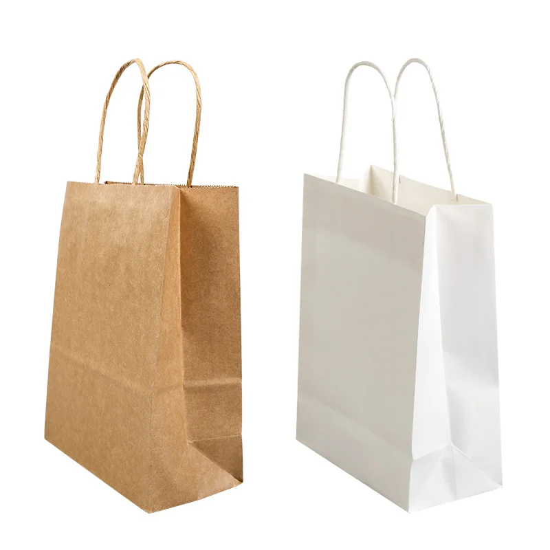 Wholesale custom Eco Reusable Hard Extra Large Fast Food Packaging Takeaway Apple Custom Logo Twisted Handle Kraft Paper Bag