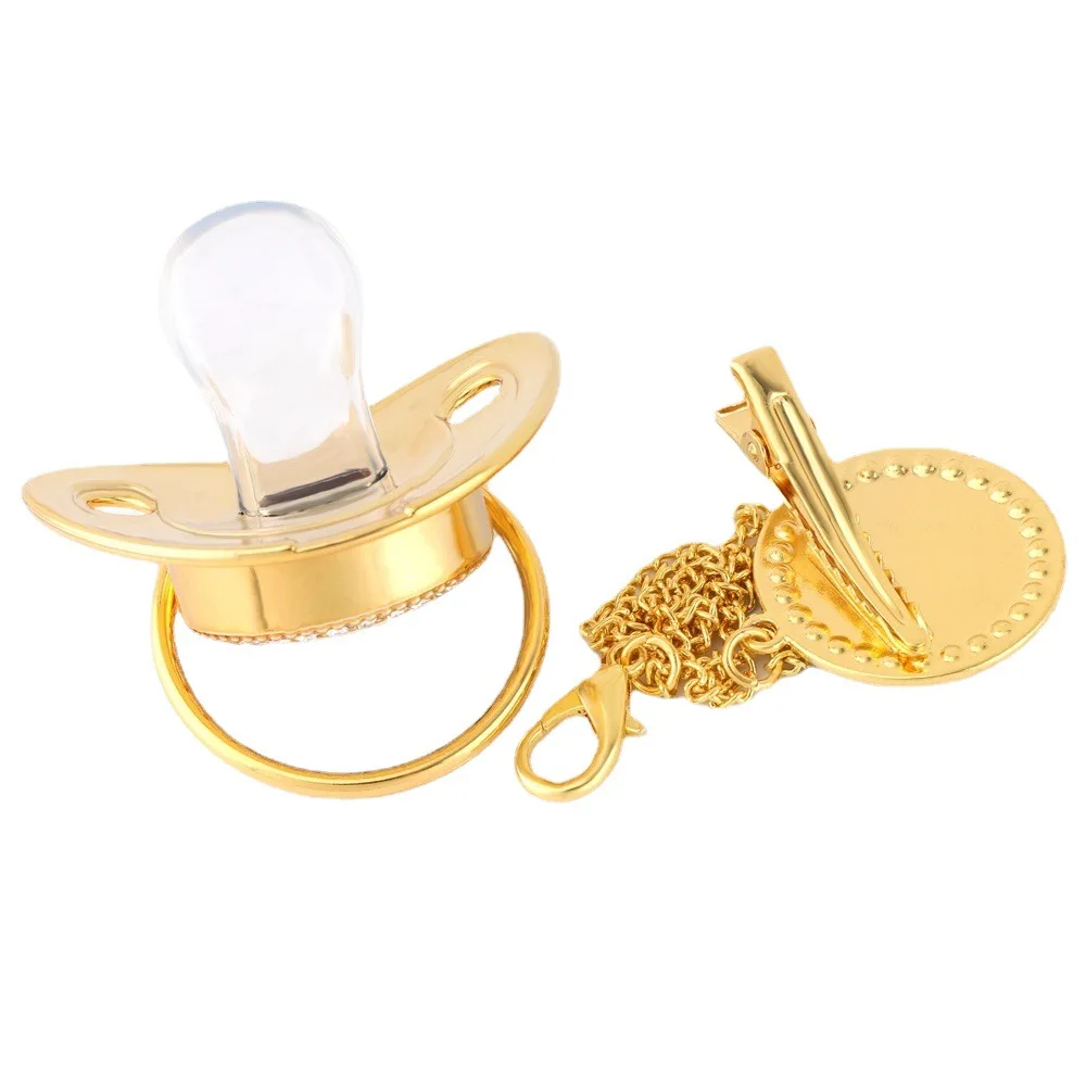 Popular Golden Bling Pacifier For Children Personality Fashion BPA Free Food Grade Material Letter A-Z Design Pacifier