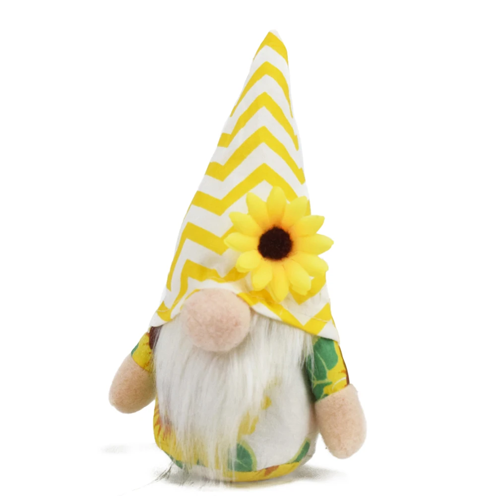 6 Inch Handmade Summer Tropical Holiday Sunflower Flower Gnomos Gonk Tiered Tray Decor Small Yellow Plush Gnomes