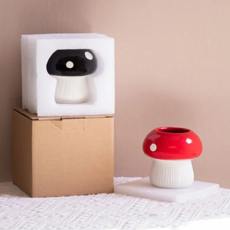 Log Cabin Ceramic Mushroom Incense Burner for Palo Santo Sticks Sage Sticks Holder for Meditation and Yoga Room Deco