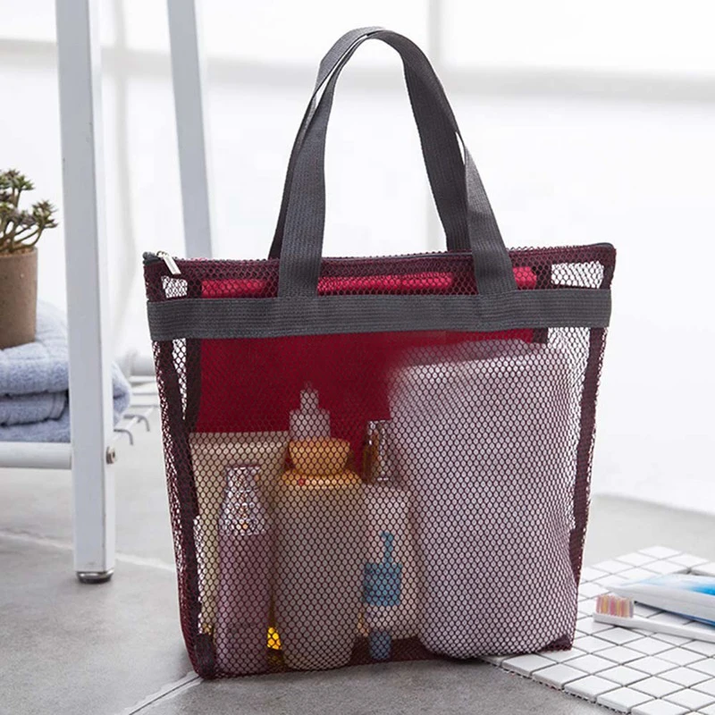 
Custom Beach Bags Storage Floral Mesh Tote Handbags Women Outdoor Swimsuit Collect Package Bath Bag 