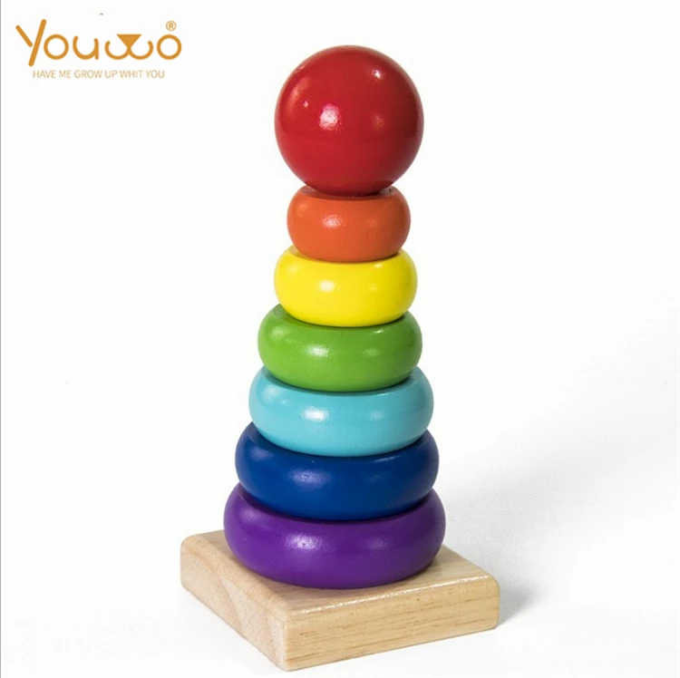 
Baby Rainbow Wooden Toys Learning Blocks Tower 