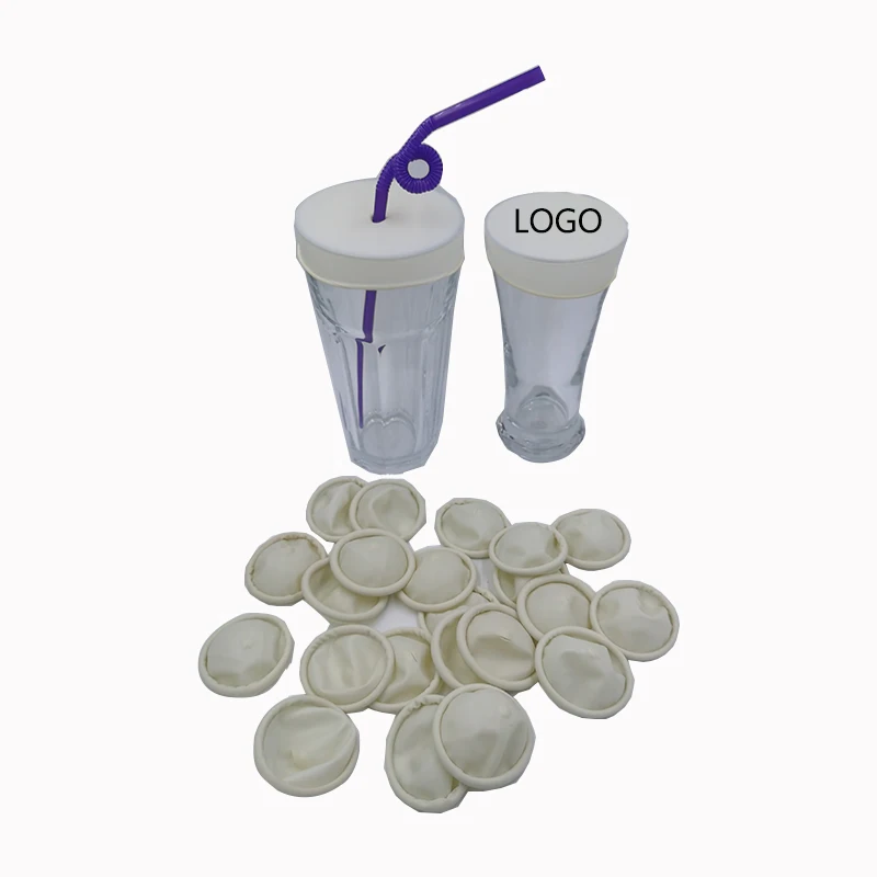 2022 Tiktok Custom Color Logo Drink Cup Cover Latex Perfume Cup Condom Cup Lid Cover Glass Silicone Drink Cover