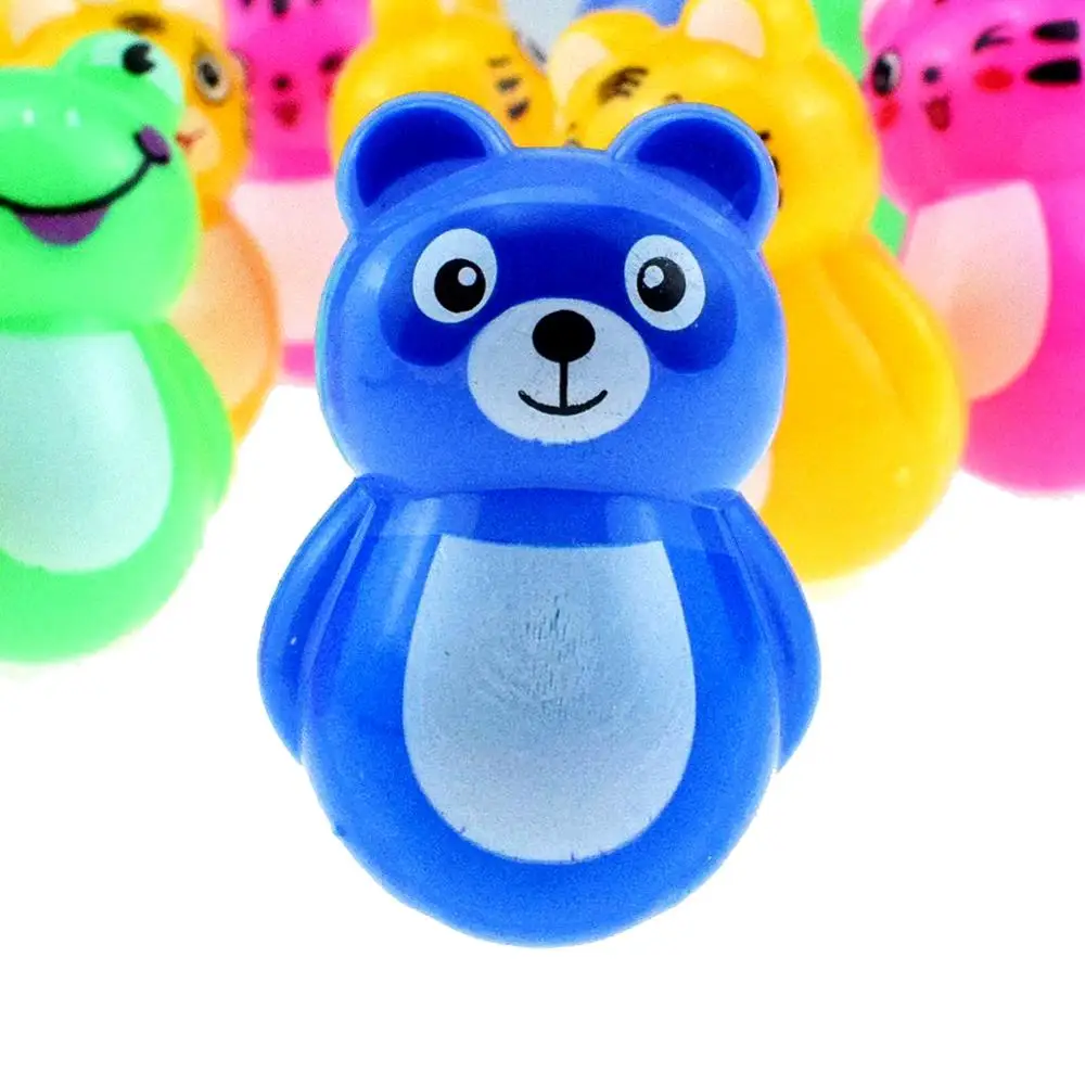 Mini animal tumbler Candy toys Fun and nostalgic cartoon bear tumbler toy model with small capsule toys promotion gift