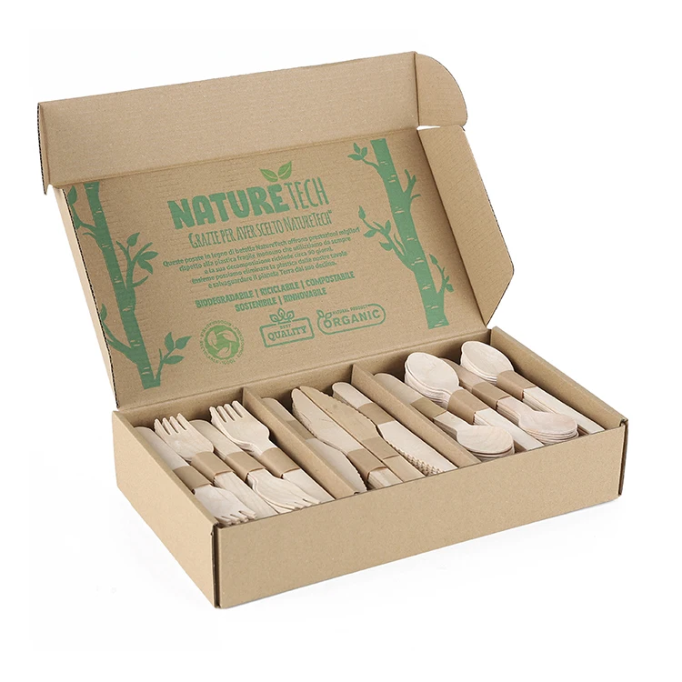 
200pcs disposable and compostable birch wood bamboo spoon fork knife home kitchen hanging tableware/cutlery/flatware 