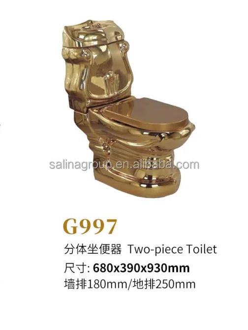 2023 Unique Electroplating Design Integrated Ceramic Toilet Bathroom Luxury Toilet Set