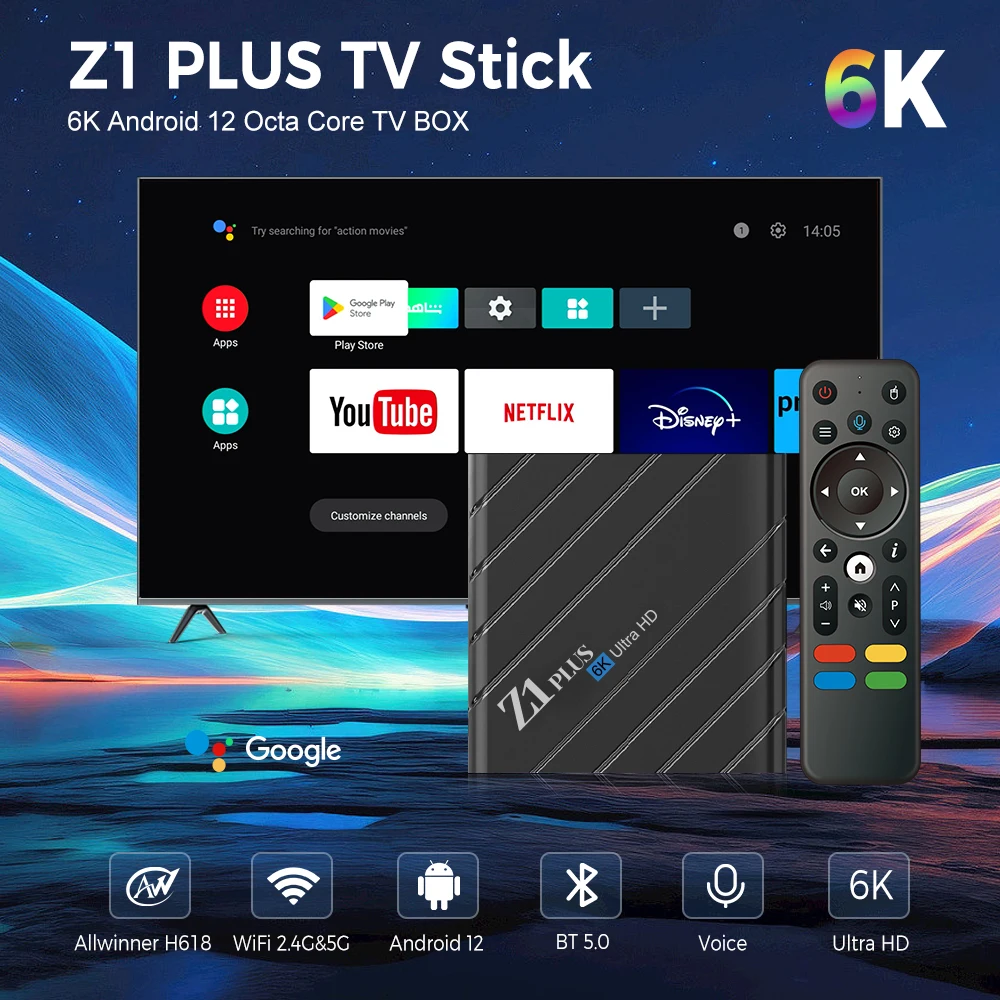 GYS Hot style Z1 Plus Allwinner H618 TV Box Android 12 4K Android BT Remote Control 2.4G/5G Wifi 2+16GB IPTV