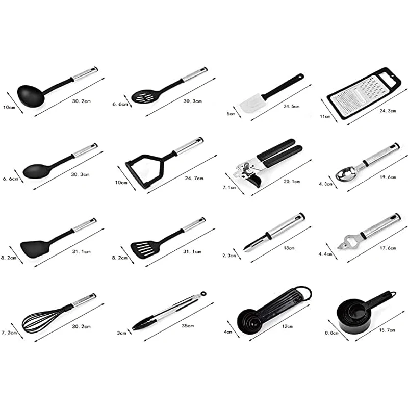 25Pcs Silicone Cooking Utensils Non Stick Cookware Set Kitchen Utensils with Spatula Opener Measuring Spoon Set